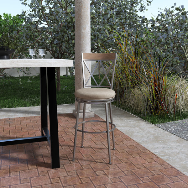 August Grove® Allain Swivel Upholstered Counter Stool with Metal Frame